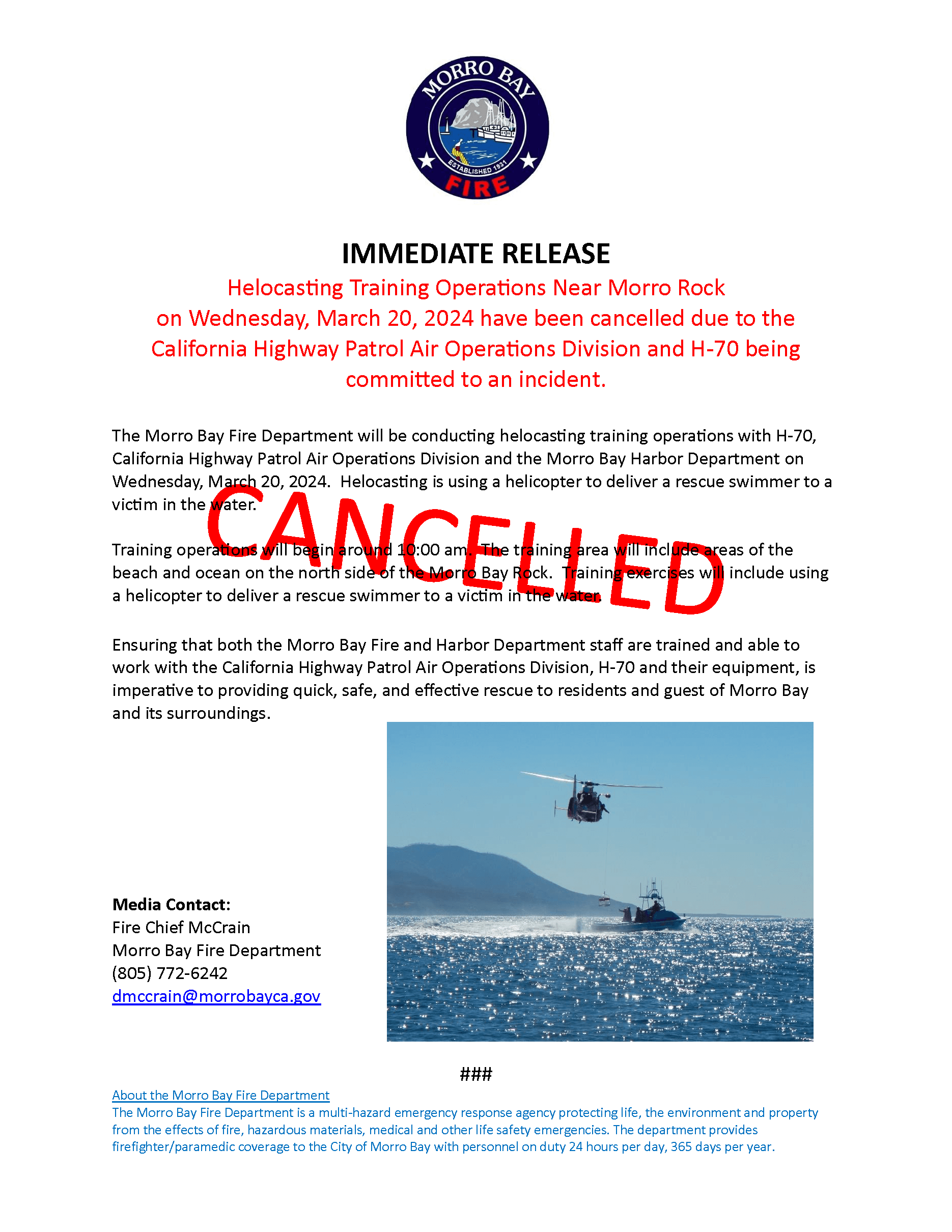Helocasting Training 3.20.2024 cancelled