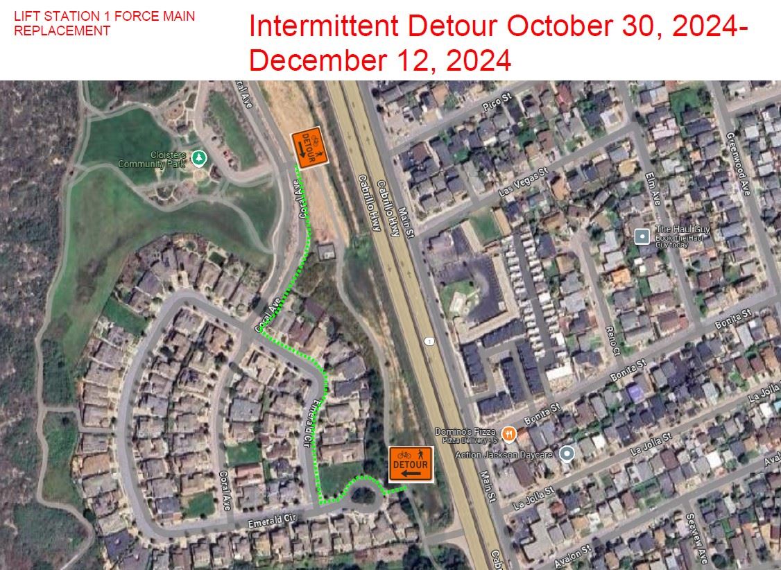 Lift Station 1 Bike Path Detour Map